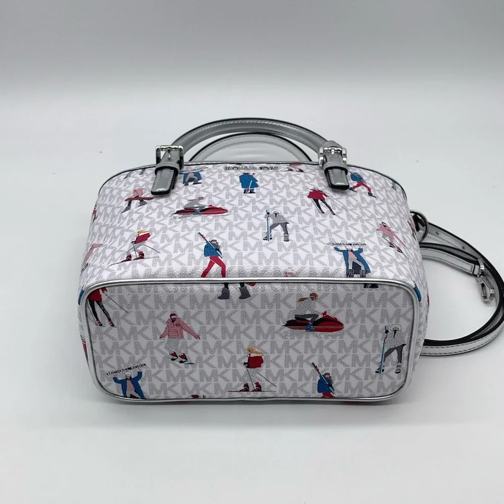 Michael Kors JST Xsmall Top Zip Tote Bag Bright White Multi